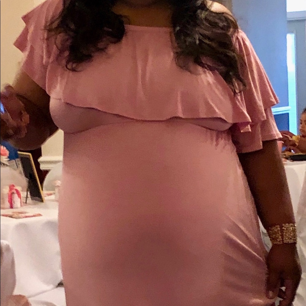 Blush pink maternity dress